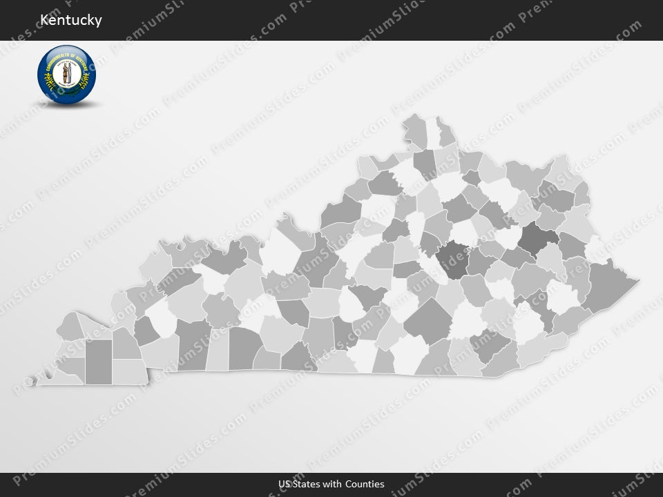 Kentucky County Map Template for PowerPoint