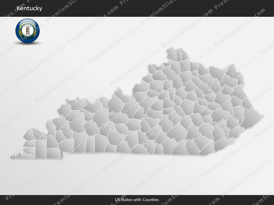 Kentucky County Map Template for PowerPoint
