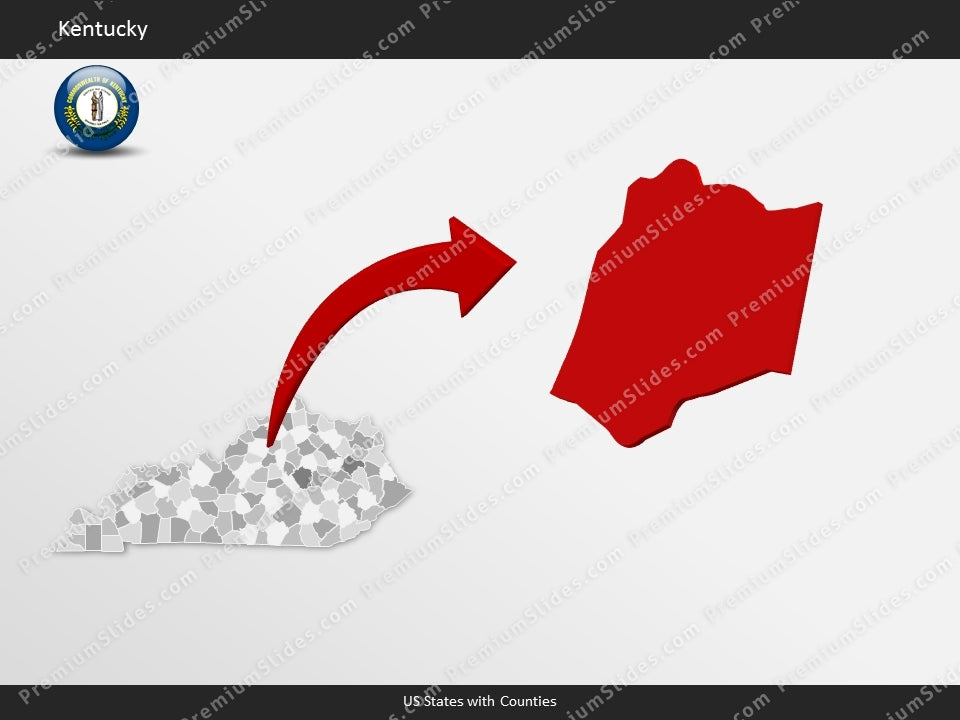 Kentucky County Map Template for PowerPoint