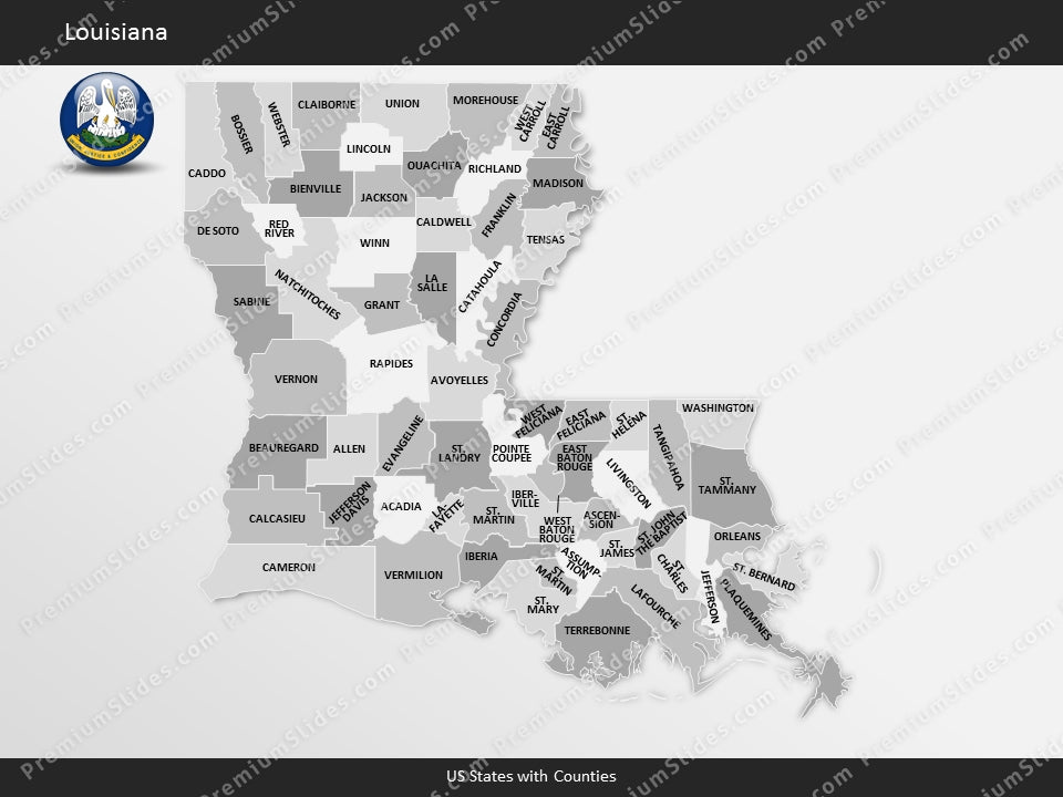 Louisiana County Map Template for PowerPoint