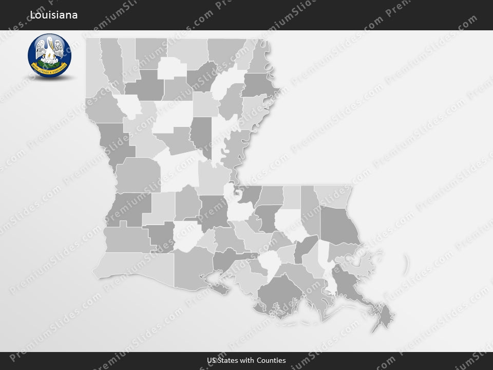 Louisiana County Map Template for PowerPoint