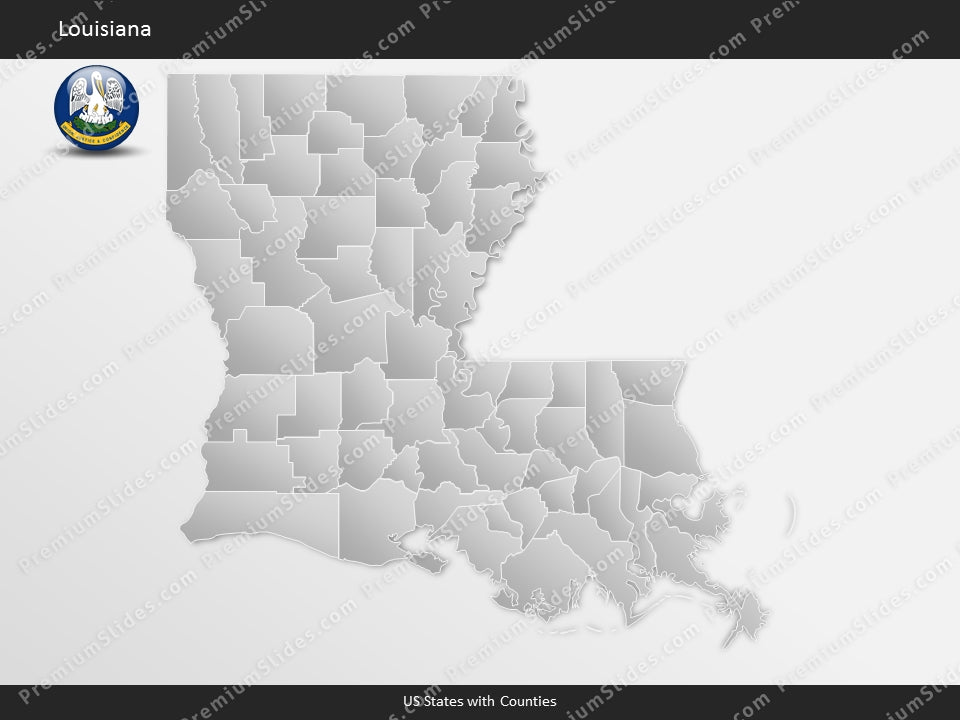 Louisiana County Map Template for PowerPoint