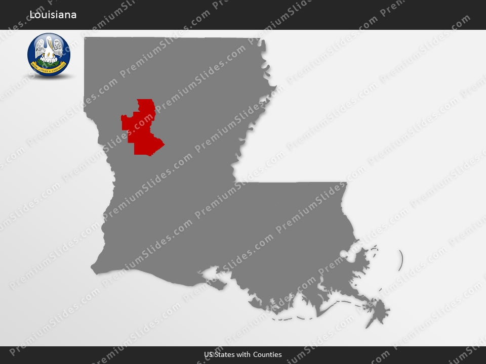 Louisiana County Map Template for PowerPoint