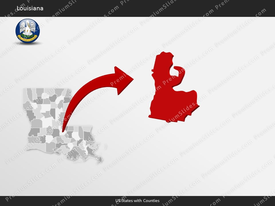 Louisiana County Map Template for PowerPoint