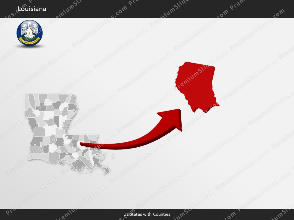 Louisiana County Map Template for PowerPoint