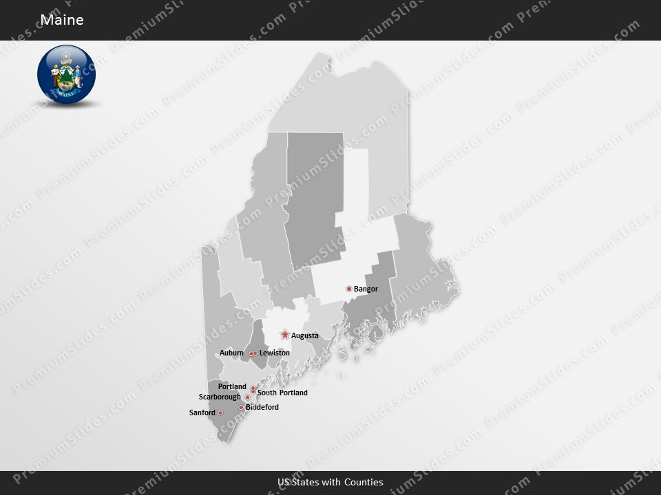 Maine County Map Template for PowerPoint