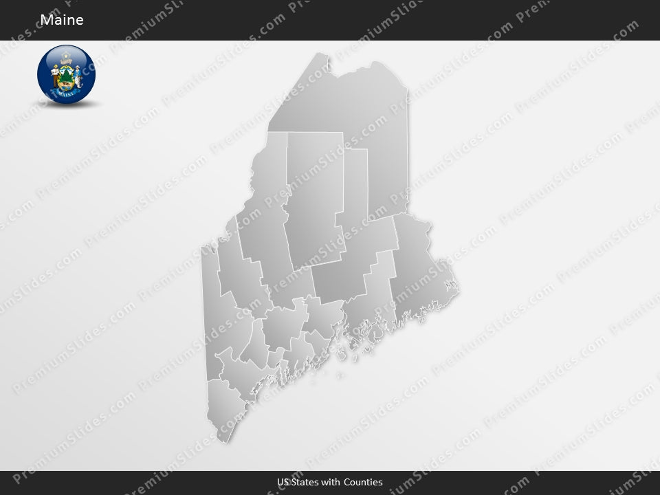 Maine County Map Template for PowerPoint