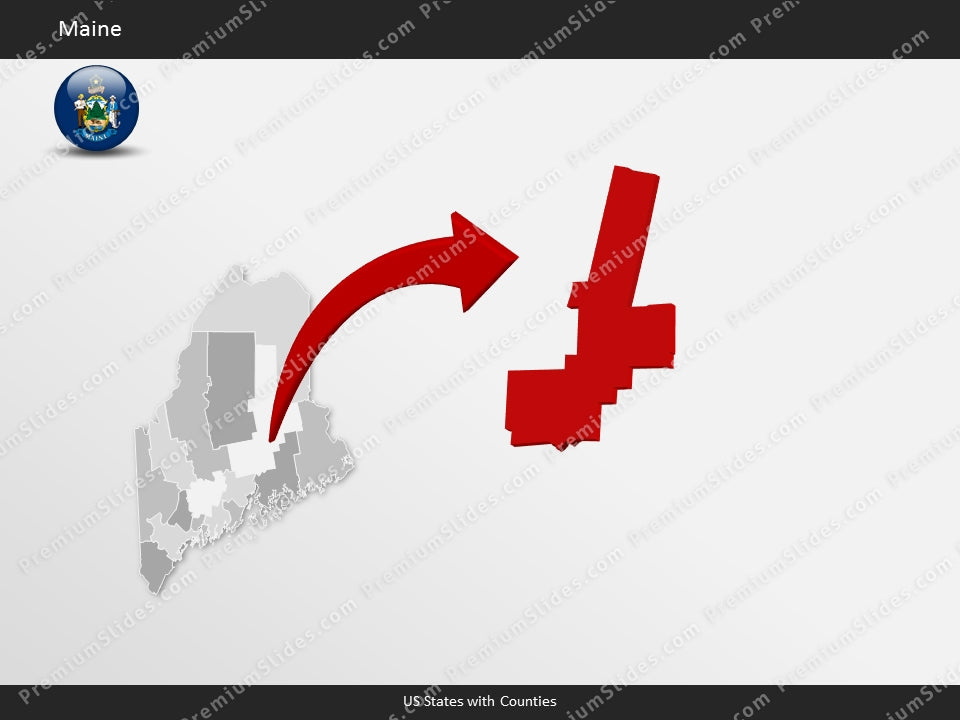 Maine County Map Template for PowerPoint