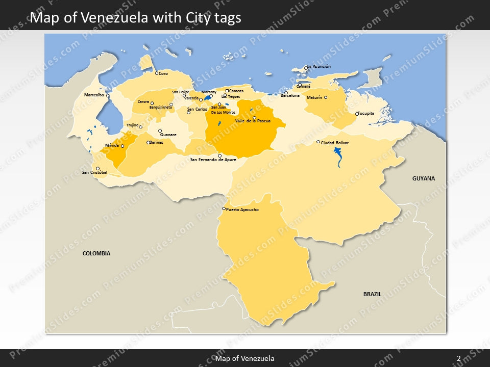 Venezuela Map - Editable Map of Venezuela - Template for PowerPoint