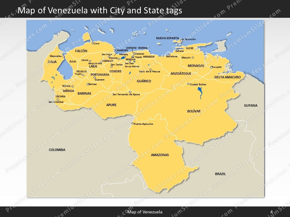 Venezuela Map - Editable Map of Venezuela - Template for PowerPoint