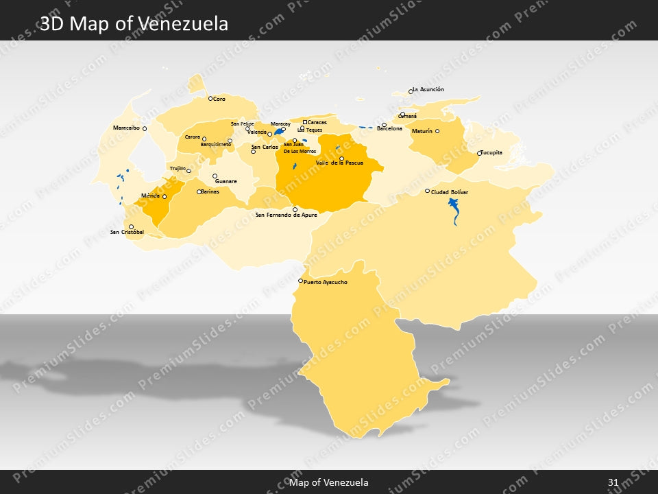 Venezuela Map - Editable Map of Venezuela - Template for PowerPoint