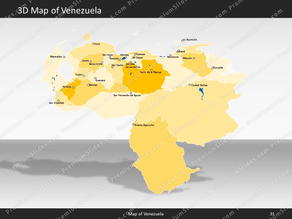 Venezuela Map - Editable Map of Venezuela - Template for PowerPoint