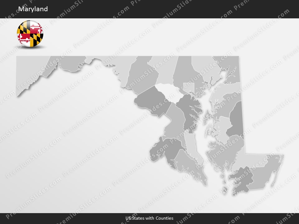 Maryland County Map Template for PowerPoint