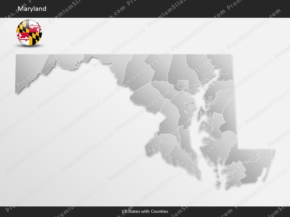 Maryland County Map Template for PowerPoint