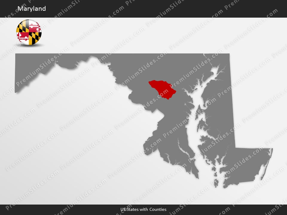 Maryland County Map Template for PowerPoint