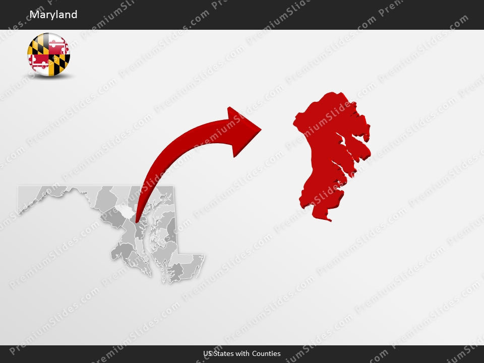 Maryland County Map Template for PowerPoint