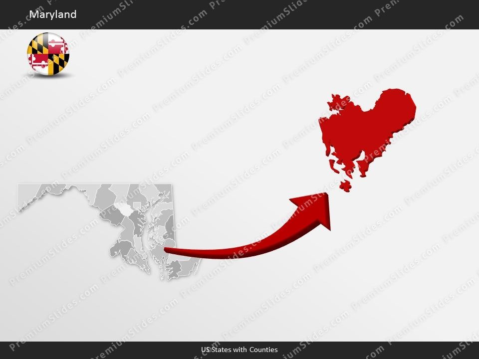 Maryland County Map Template for PowerPoint