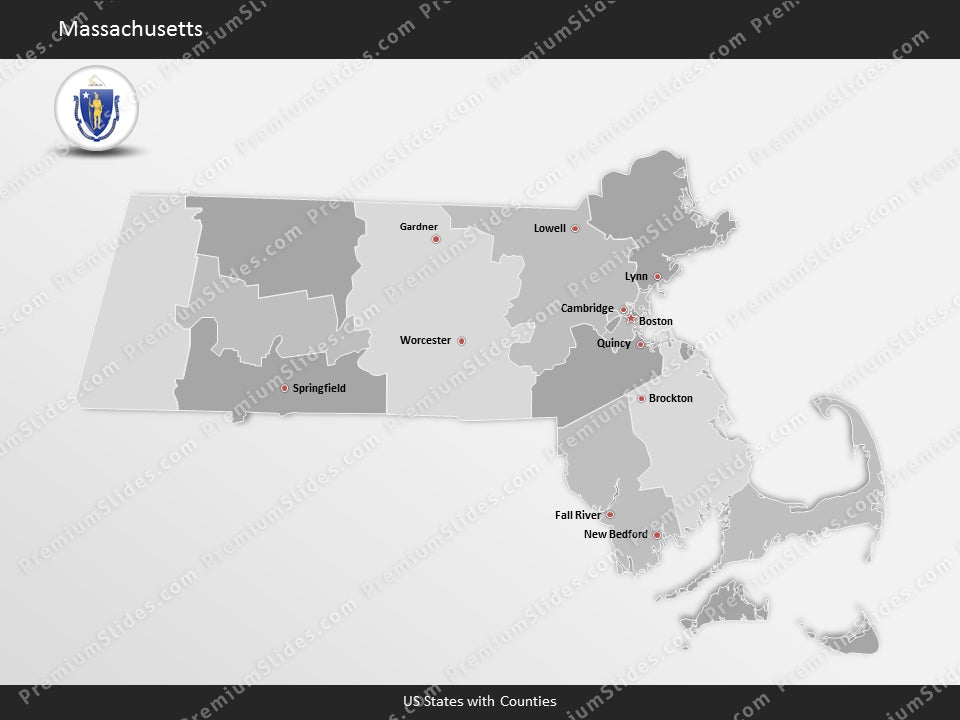 Massachusetts County Map Template for PowerPoint
