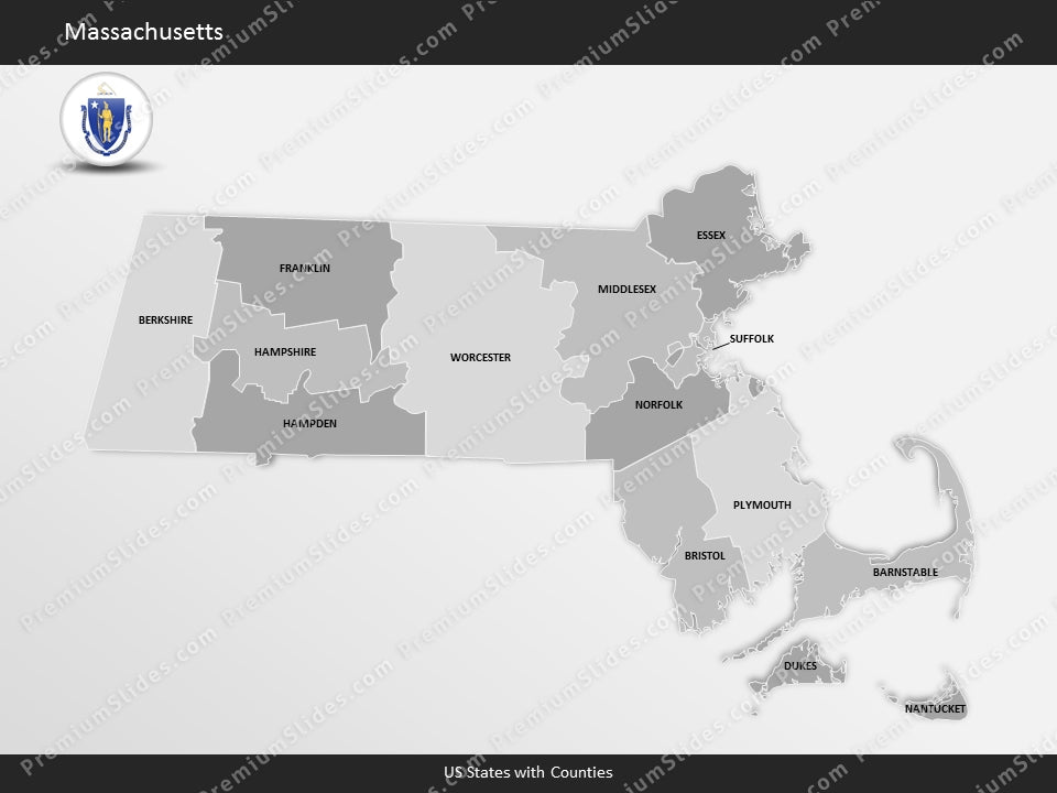 Massachusetts County Map Template for PowerPoint