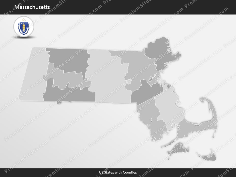 Massachusetts County Map Template for PowerPoint