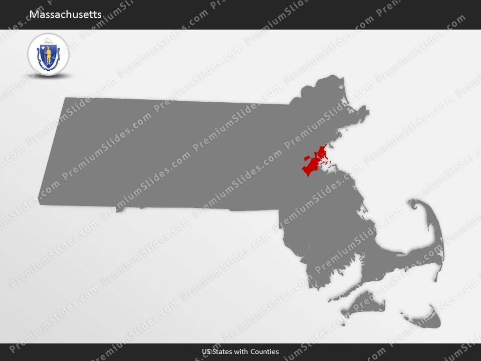Massachusetts County Map Template for PowerPoint