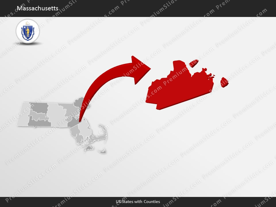 Massachusetts County Map Template for PowerPoint