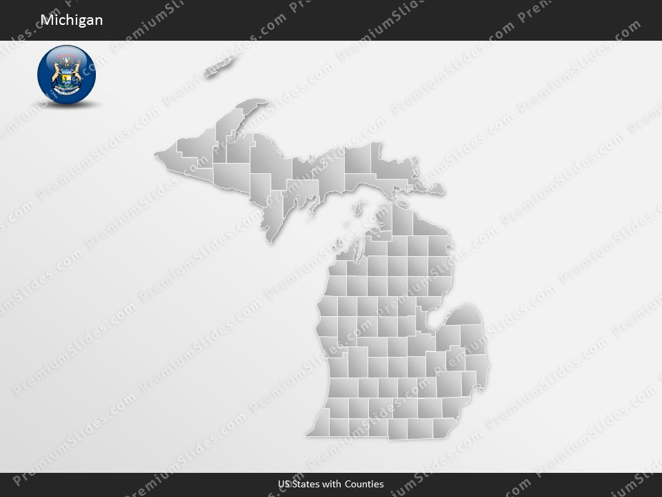 Michigan County Map Template for PowerPoint