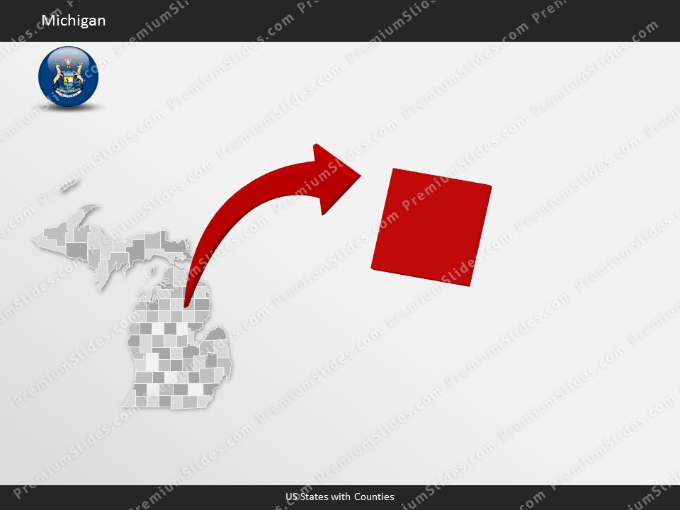 Michigan County Map Template for PowerPoint