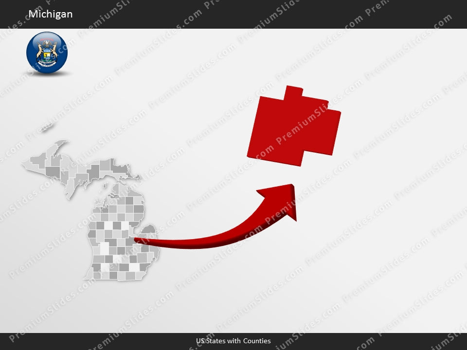 Michigan County Map Template for PowerPoint