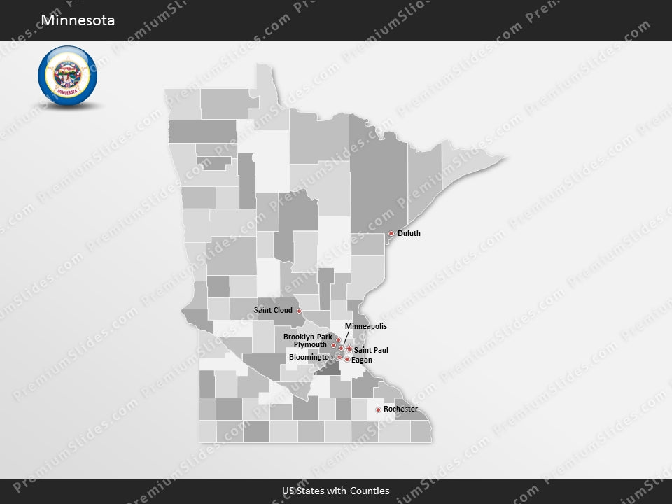 Minnesota County Map Template for PowerPoint