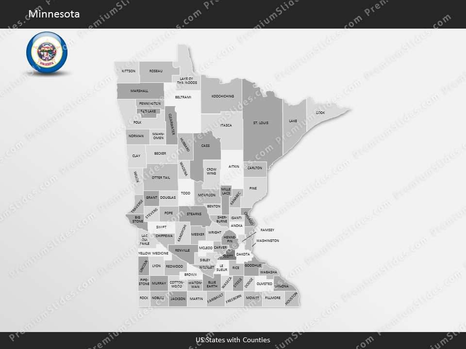 Minnesota County Map Template for PowerPoint