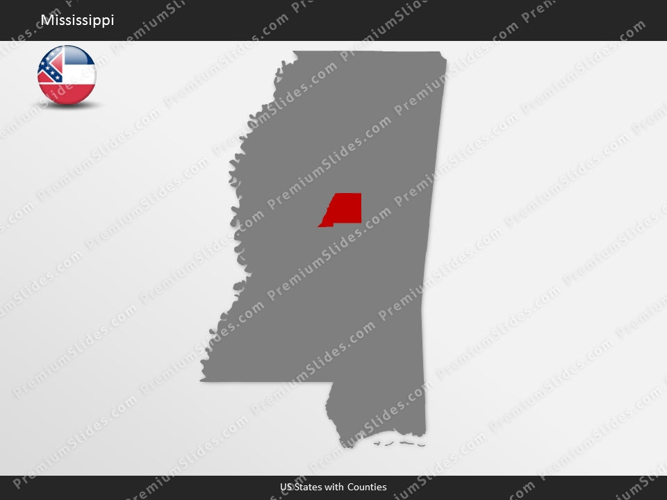 Mississippi County Map Template for PowerPoint