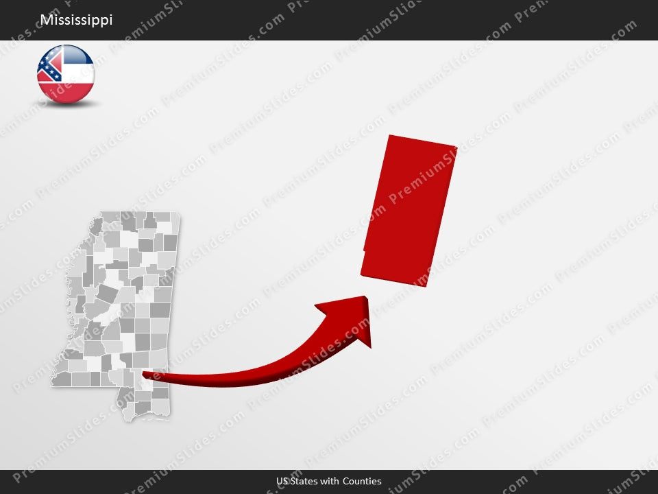 Mississippi County Map Template for PowerPoint