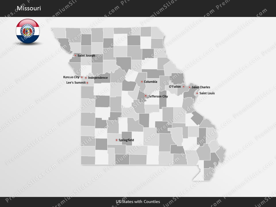 Missouri County Map Template for PowerPoint
