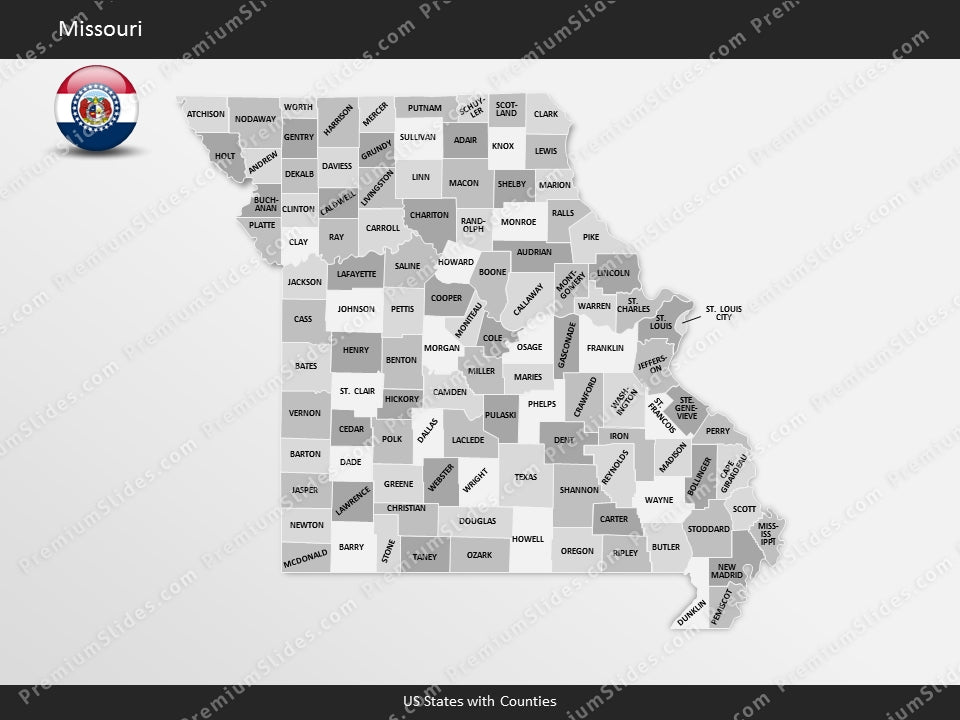 Missouri County Map Template for PowerPoint