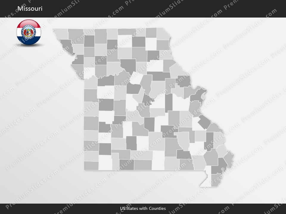 Missouri County Map Template for PowerPoint