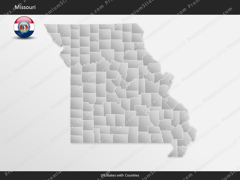 Missouri County Map Template for PowerPoint