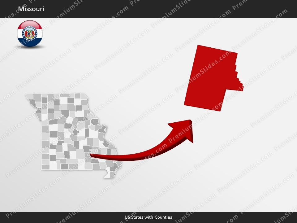 Missouri County Map Template for PowerPoint