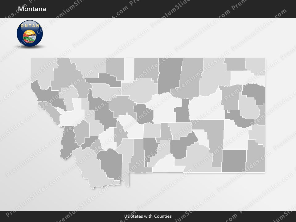 Montana County Map Template for PowerPoint