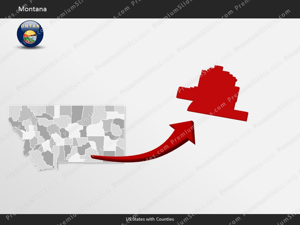 Montana County Map Template for PowerPoint