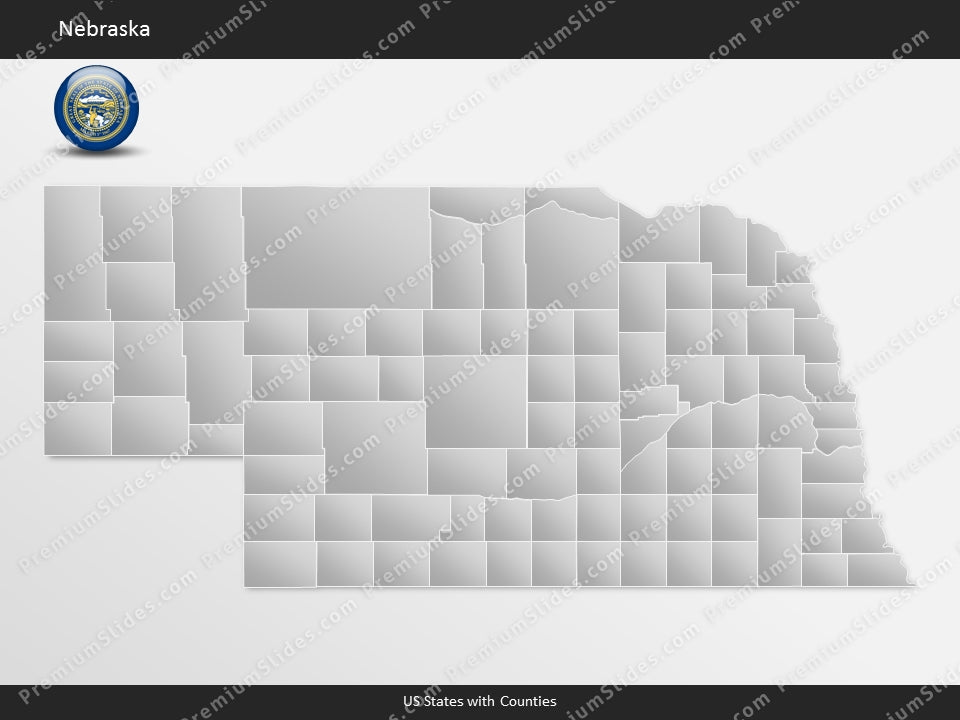 Nebraska County Map Template for PowerPoint