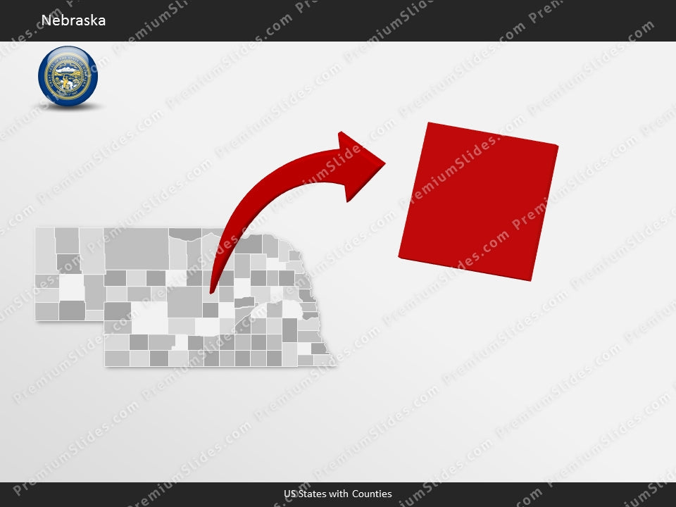 Nebraska County Map Template for PowerPoint