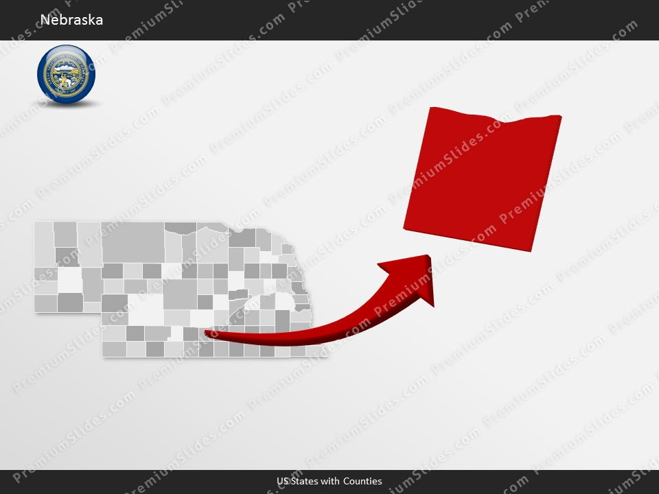 Nebraska County Map Template for PowerPoint
