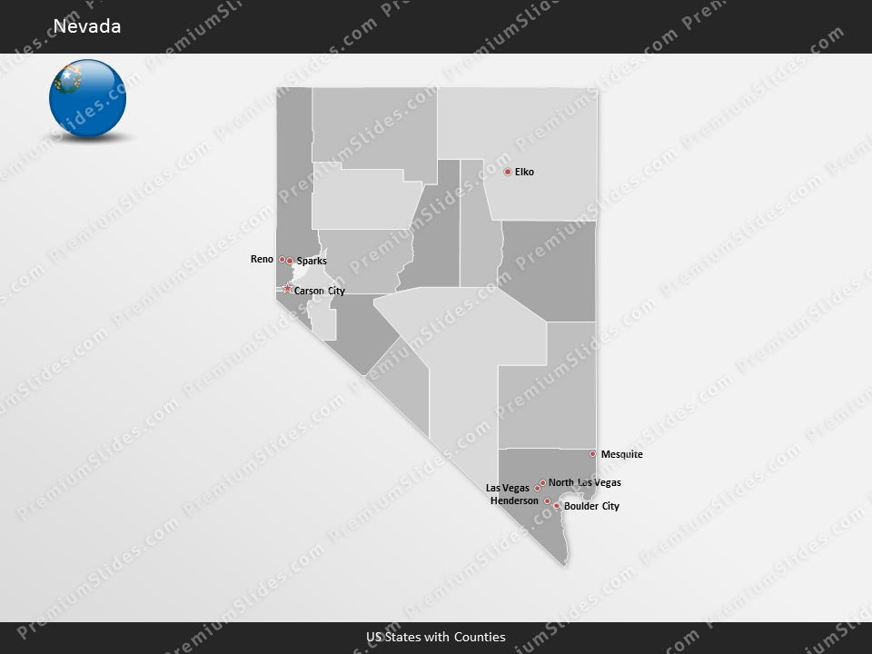 Nevada County Map Template for PowerPoint