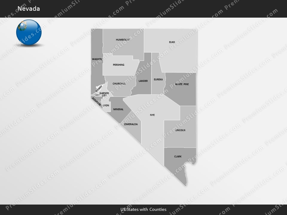 Nevada County Map Template for PowerPoint