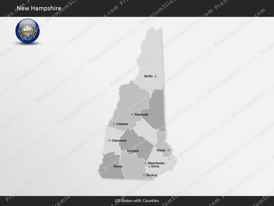 New Hampshire County Map Template for PowerPoint