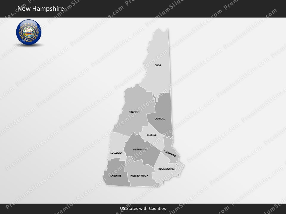New Hampshire County Map Template for PowerPoint