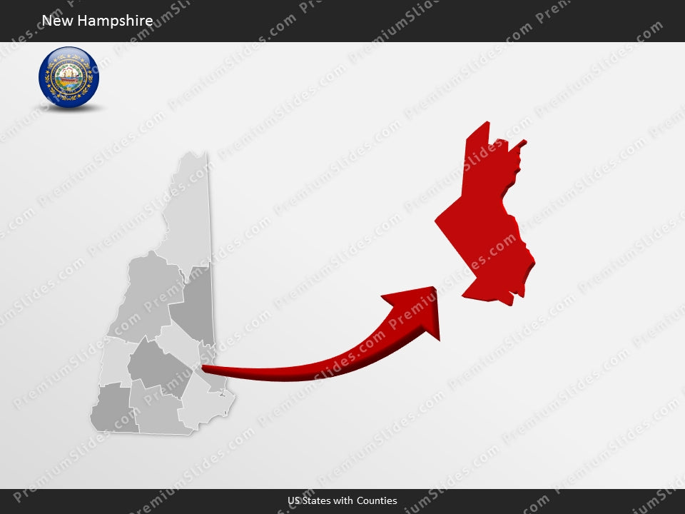 New Hampshire County Map Template for PowerPoint