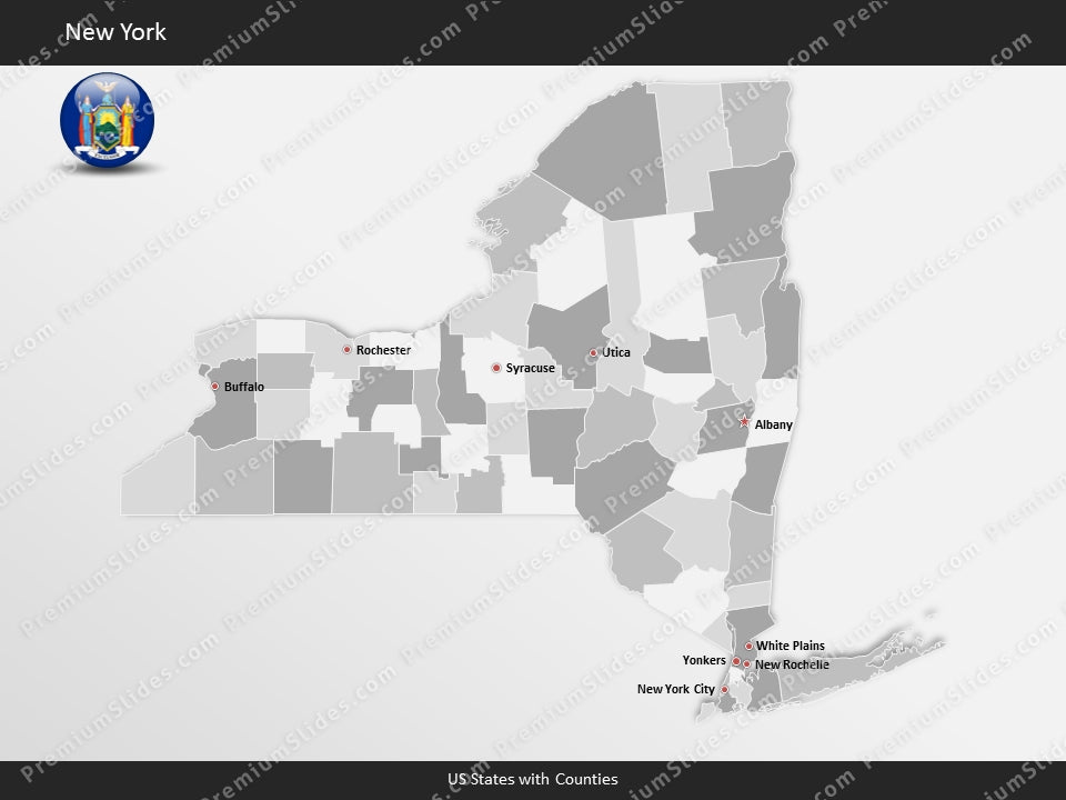 New York County Map Template for PowerPoint