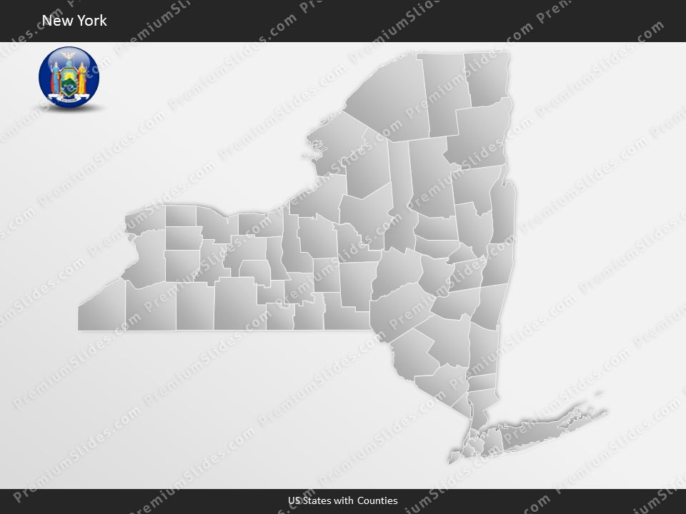 New York County Map Template for PowerPoint